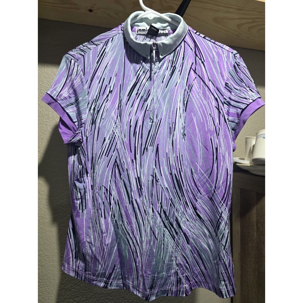 Jamie Sadock Purple Patterned 1/4 Zip Golf Polo Shirt Women's Medium